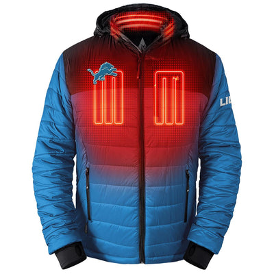 ActionHeat Detroit Lions 5V Men's Colorblock Puffer Battery Heated Jacket - Front