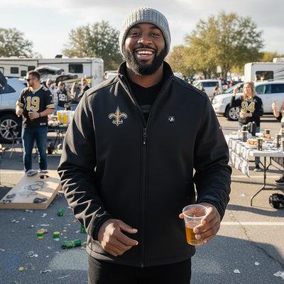 ActionHeat New Orleans Saints 5V Men's Softshell Battery Heated Jacket - Info