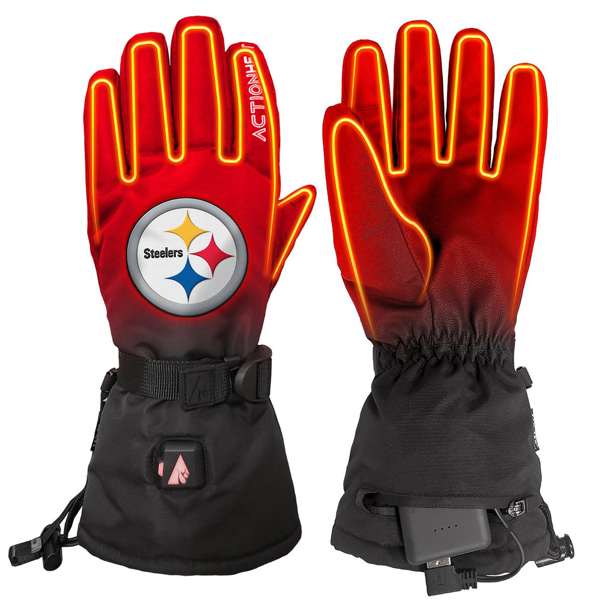 ActionHeat Pittsburgh Steelers 5V Battery Heated Gloves - Front