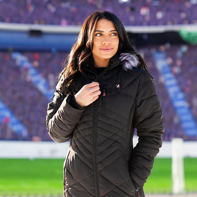 ActionHeat Denver Broncos 5V Women's Long Puffer Battery Heated Jacket - Info