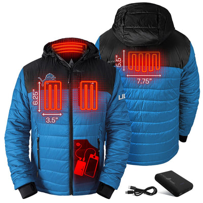 ActionHeat Detroit Lions 5V Men's Colorblock Puffer Battery Heated Jacket - Back