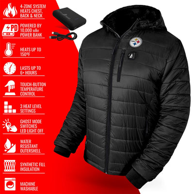 ActionHeat Pittsburgh Steelers 5V Men's Puffer Battery Heated Jacket - Full Set