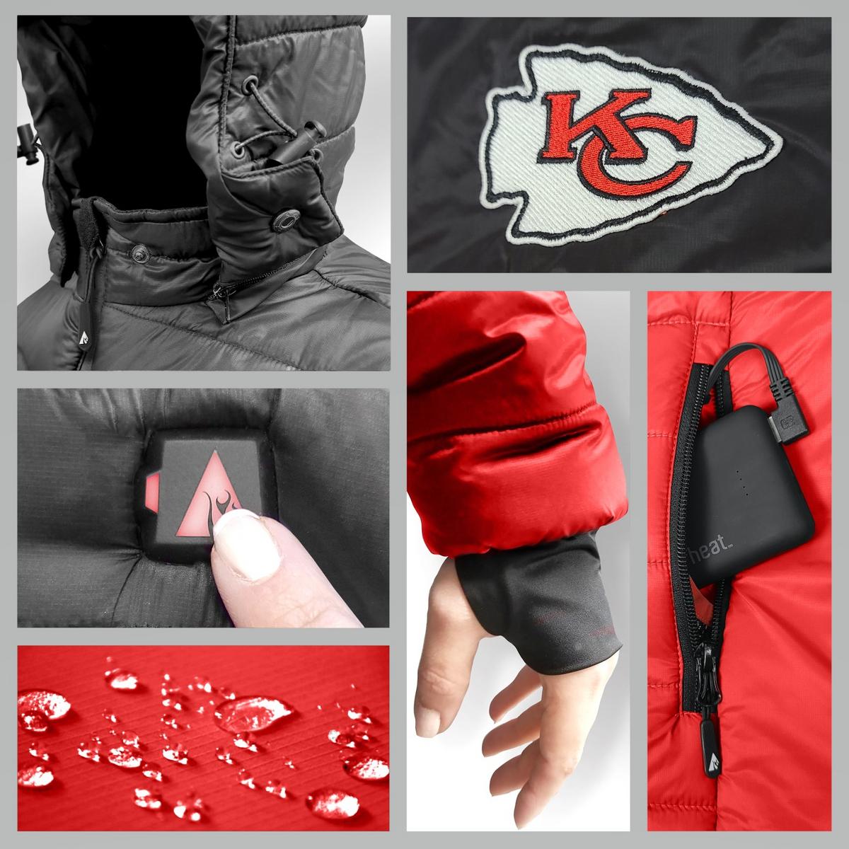 ActionHeat Kansas City Chiefs 5V Women's Colorblock Puffer Battery Heated Jacket - Battery