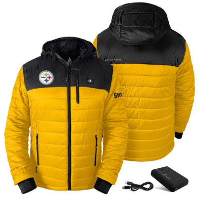 ActionHeat Pittsburgh Steelers 5V Men's Colorblock Puffer Battery Heated Jacket - Battery