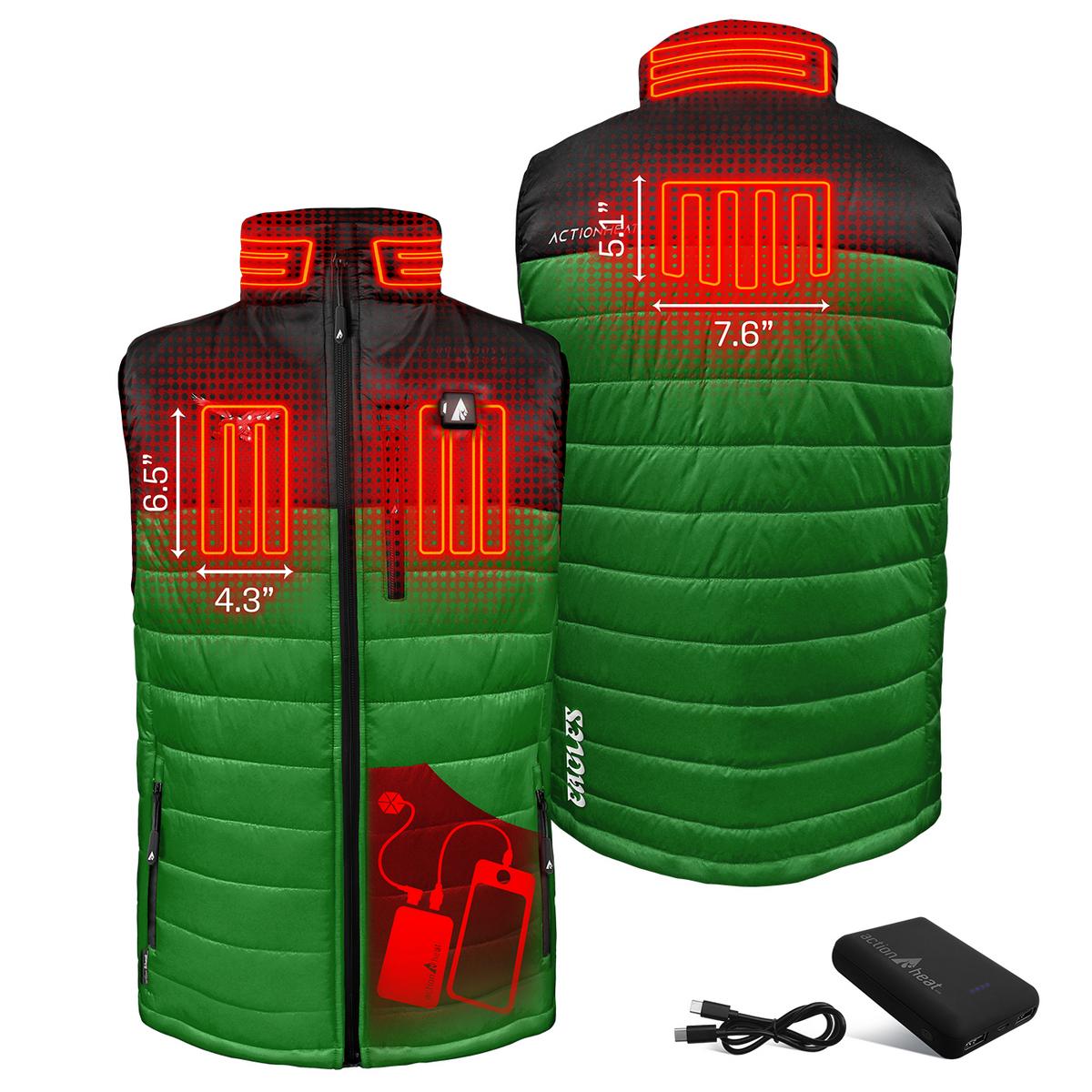 ActionHeat Philadelphia Eagles 5V Men's Colorblock Puffer Battery Heated Vest - Back