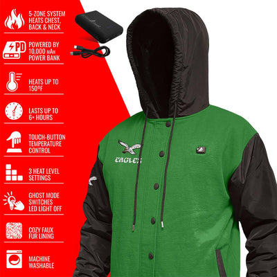 ActionHeat Philadelphia Eagles 5V Battery Heated Varsity Jacket - Full Set