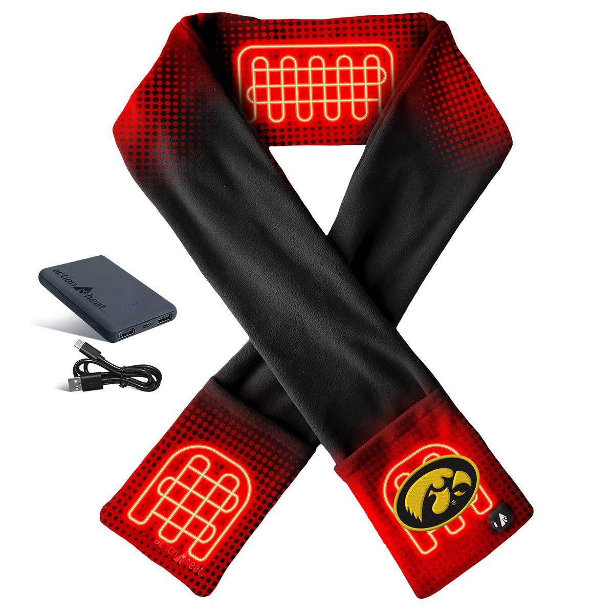ActionHeat Iowa Hawkeyes 5V Battery Heated Scarf - Front