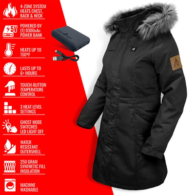 ActionHeat 5V Women's Battery Heated Parka Jacket - Full Set