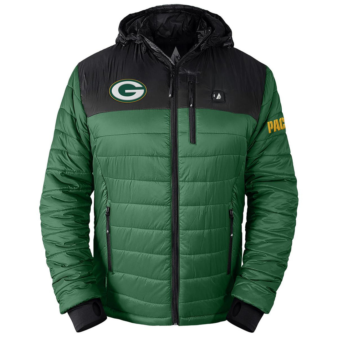Green Bay Packers ダウンジャケット ActionHeat Green Bay Packers 5V Men's Colorblock Puffer Battery