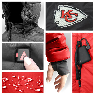 ActionHeat Kansas City Chiefs 5V Men's Colorblock Puffer Battery Heated Jacket - Battery