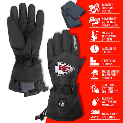 ActionHeat Kansas City Chiefs 5V Battery Heated Gloves - Full Set