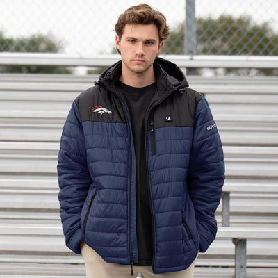 ActionHeat Denver Broncos 5V Men's Colorblock Puffer Battery Heated Jacket - Info