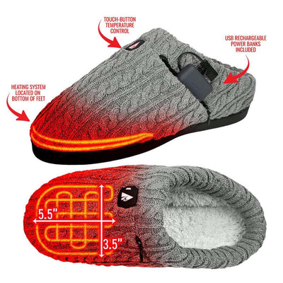 Open Box ActionHeat 5V Battery Heated Cable Knit Slippers - Back