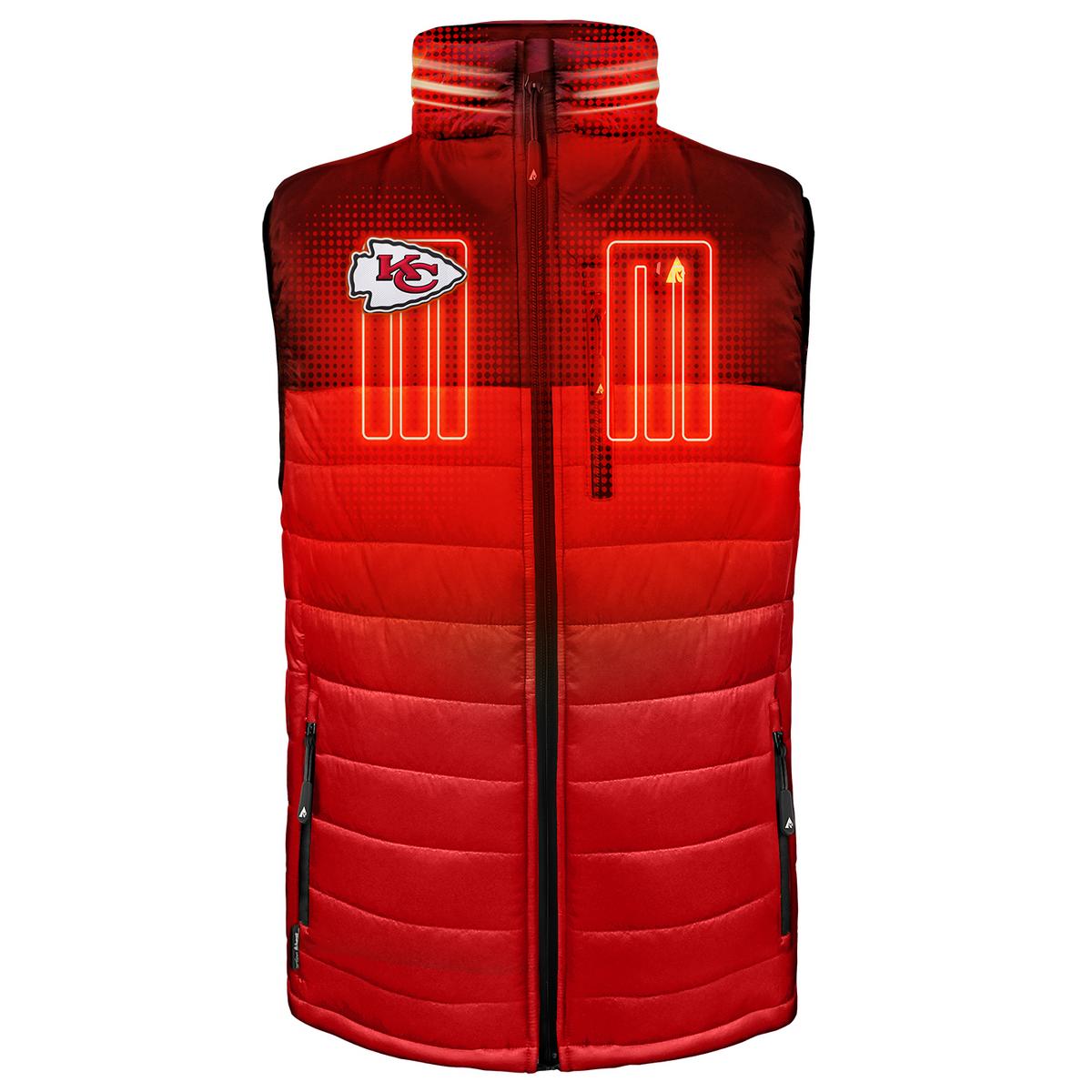 ActionHeat Kansas City Chiefs 5V Men's Colorblock Puffer Battery Heated Vest - Front