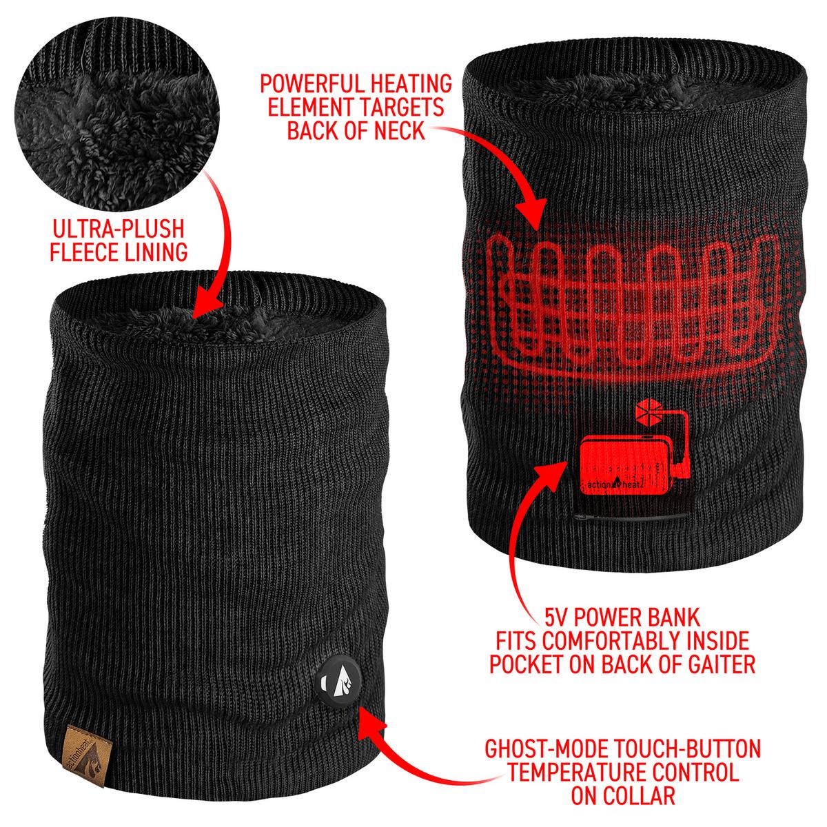 ActionHeat 5V Battery Heated Knit Hat & Gaiter Bundle - Right