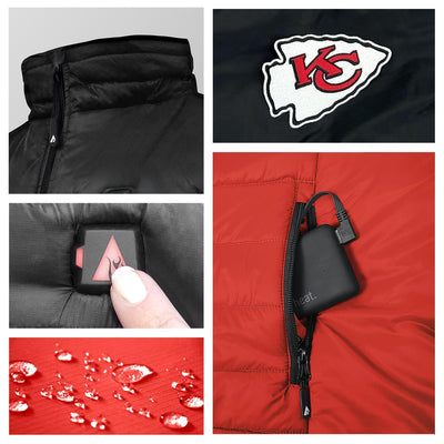 ActionHeat Kansas City Chiefs 5V Men's Colorblock Puffer Battery Heated Vest - Full Set
