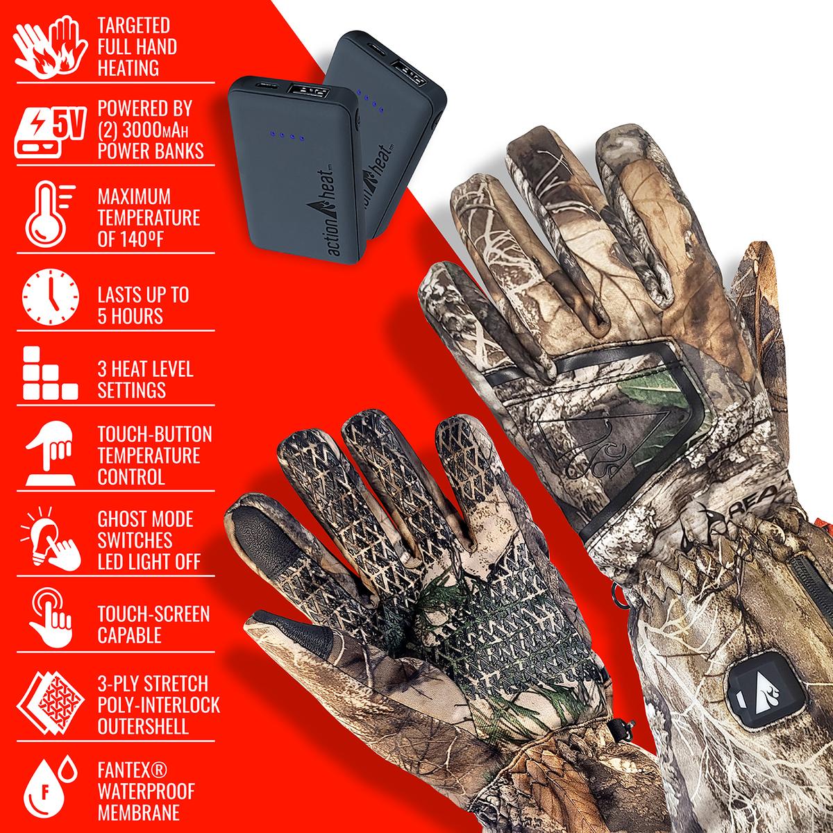 ActionHeat 5V Men's Battery Heated Hunting Featherweight Gloves - Info