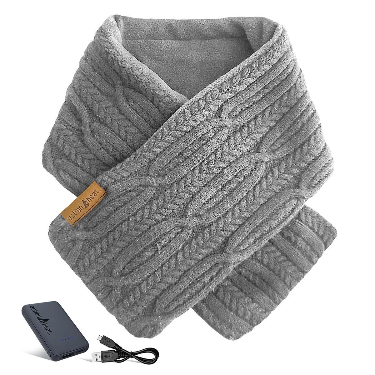 ActionHeat 7V Battery Heated Cable Knit Wrap Scarf - Full Set