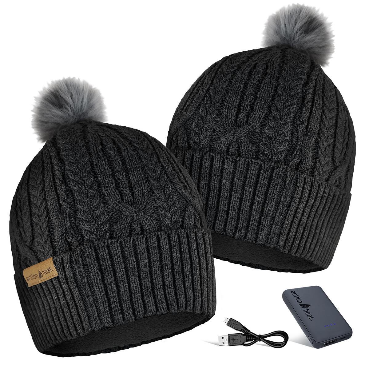 ActionHeat 5V Battery Heated Cable Knit Hat - Back