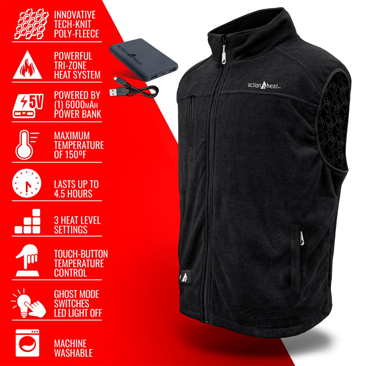 ActionHeat 5V Men's Performance Fleece Battery Heated Vest - Info