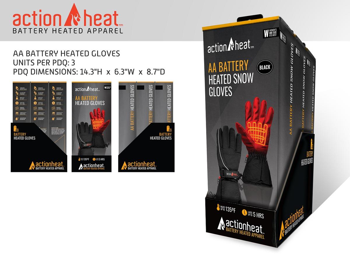 ActionHeat AA Women's Battery Heated Snow Gloves - 3pk PDQ - Heated