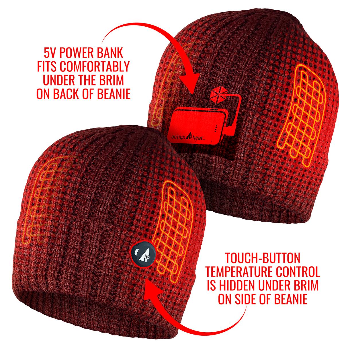 ActionHeat 5V Battery Heated Waffle Knit Hat - Info