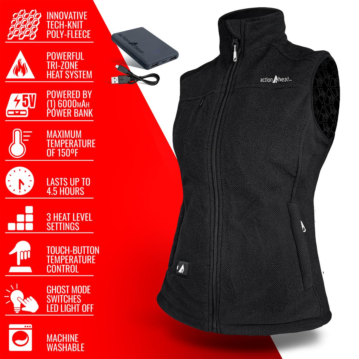 ActionHeat 5V Women's Performance Fleece Battery Heated Vest - Info