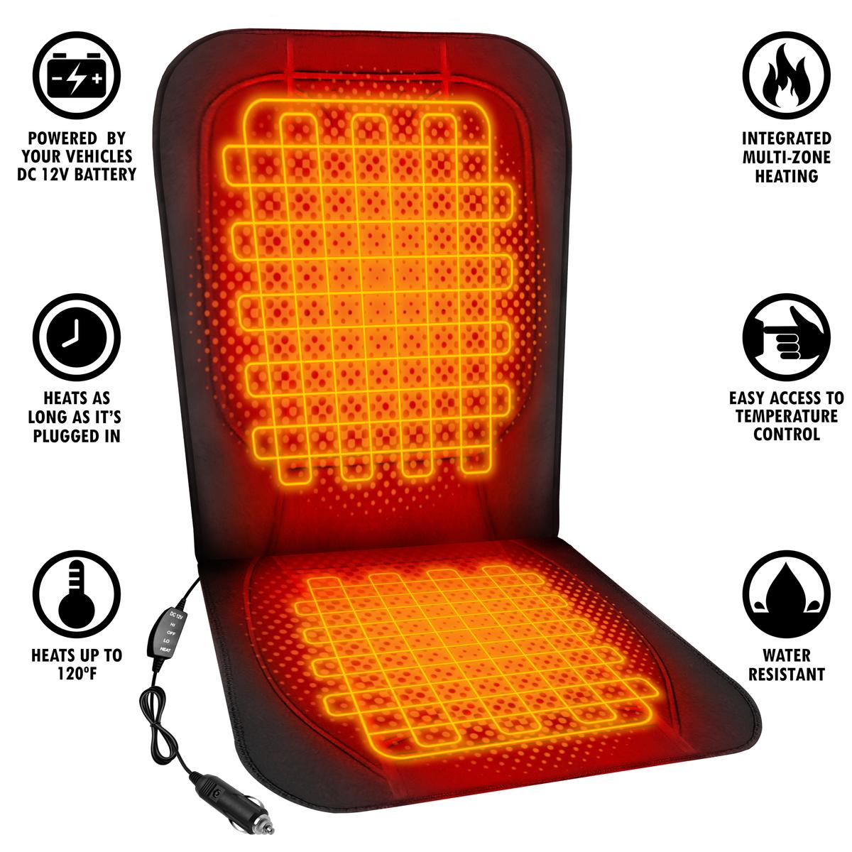 12/24V Car Seat Heater Car Seat Cover Heated Pad Back Massager Heat &  Vibrating