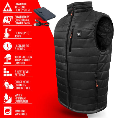 ActionHeat 5V Men's Insulated Puffer Battery Heated Vest - Full Set