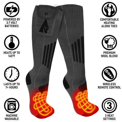 ActionHeat 3.7V Wool Rechargeable Heated Socks 2.0 with Remote - Back
