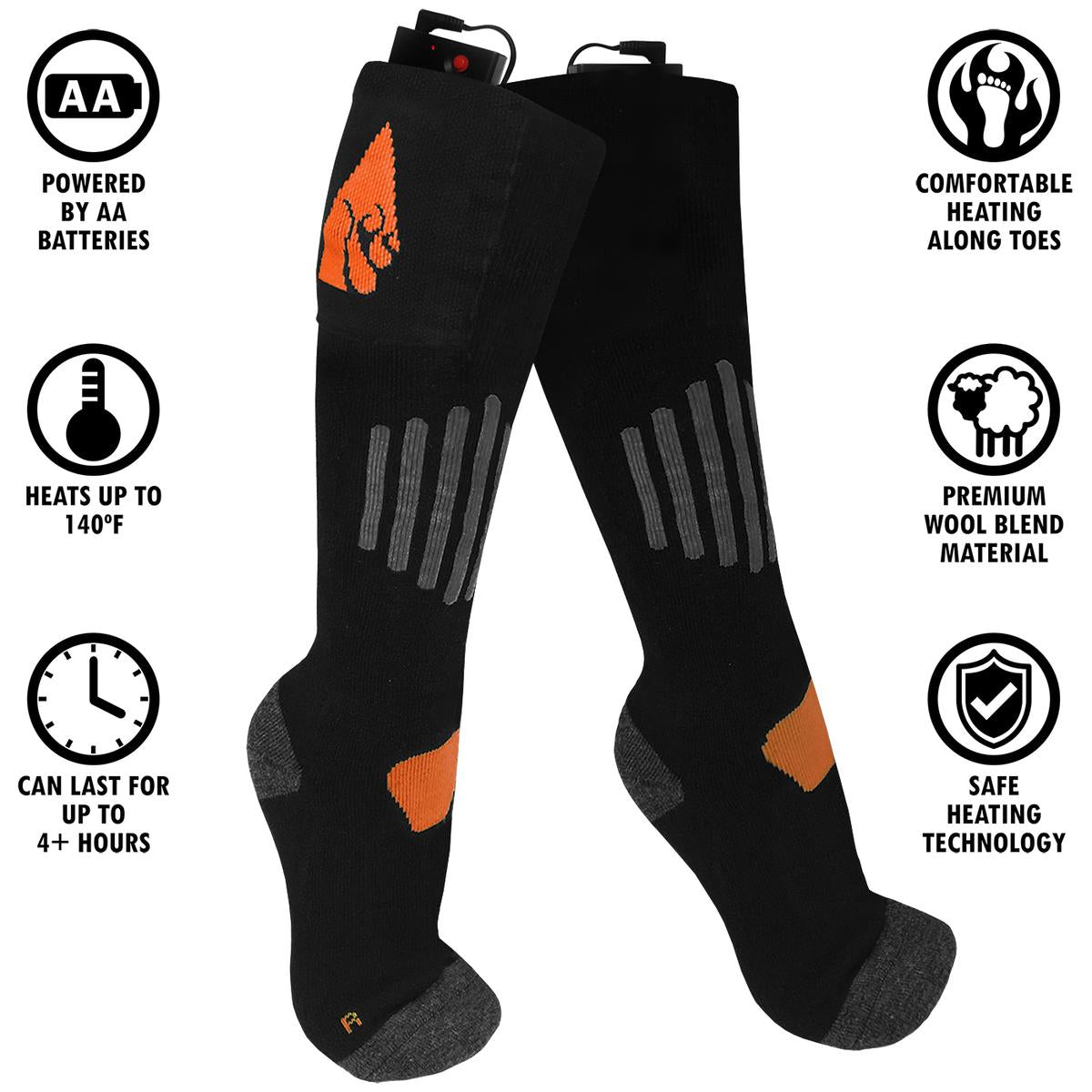 ActionHeat AA Wool Battery Heated Socks - Replacement Socks Only - Front