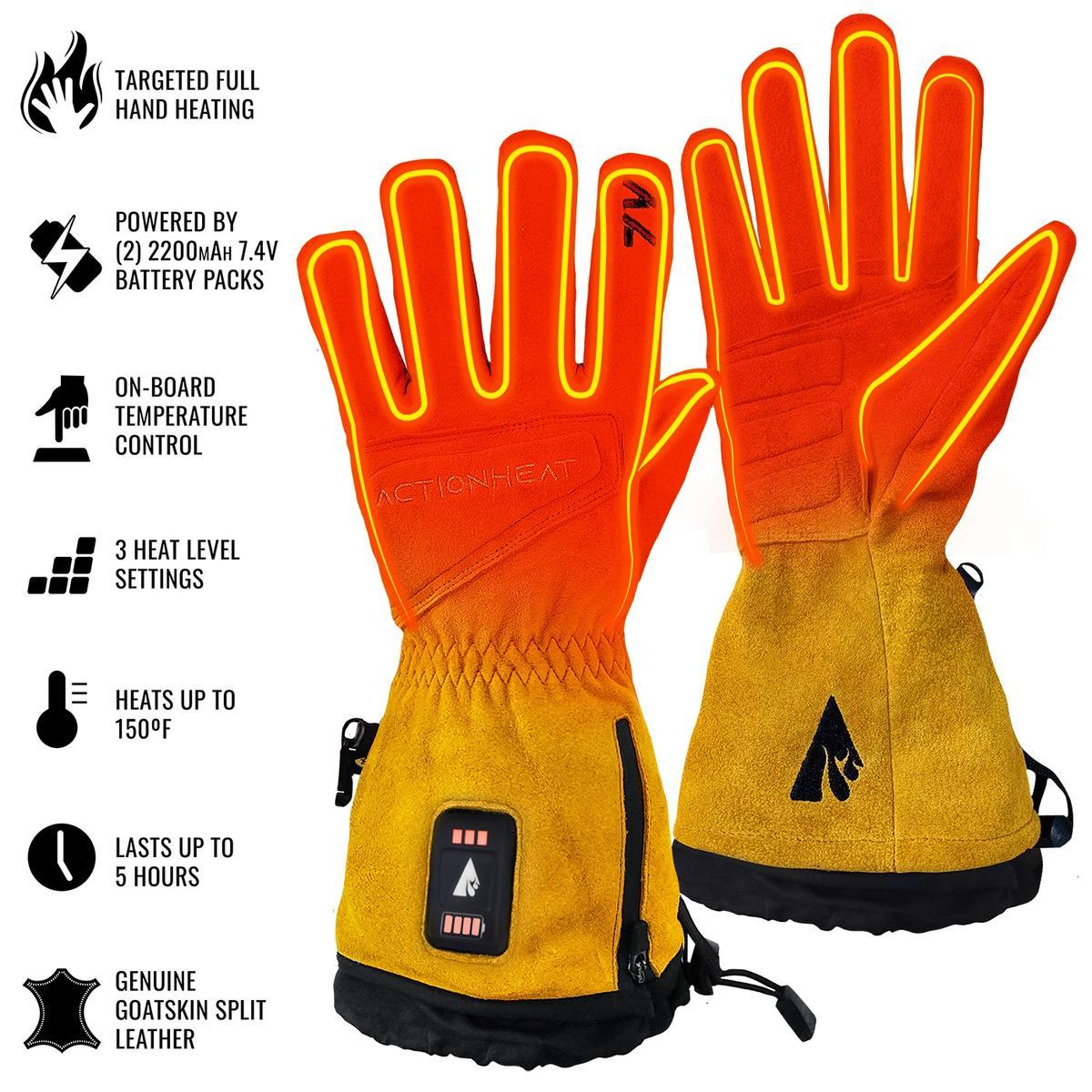 Open Box ActionHeat 7V Rugged Leather Heated Work Gloves - Back