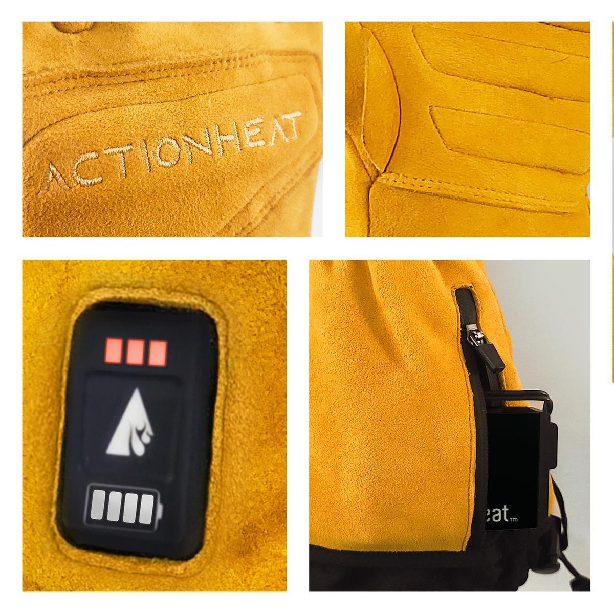 Open Box ActionHeat 7V Rugged Leather Heated Work Gloves - Full Set