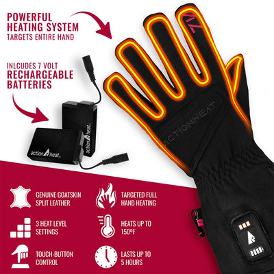 ActionHeat 7V Rugged Leather Heated Work Gloves - Back