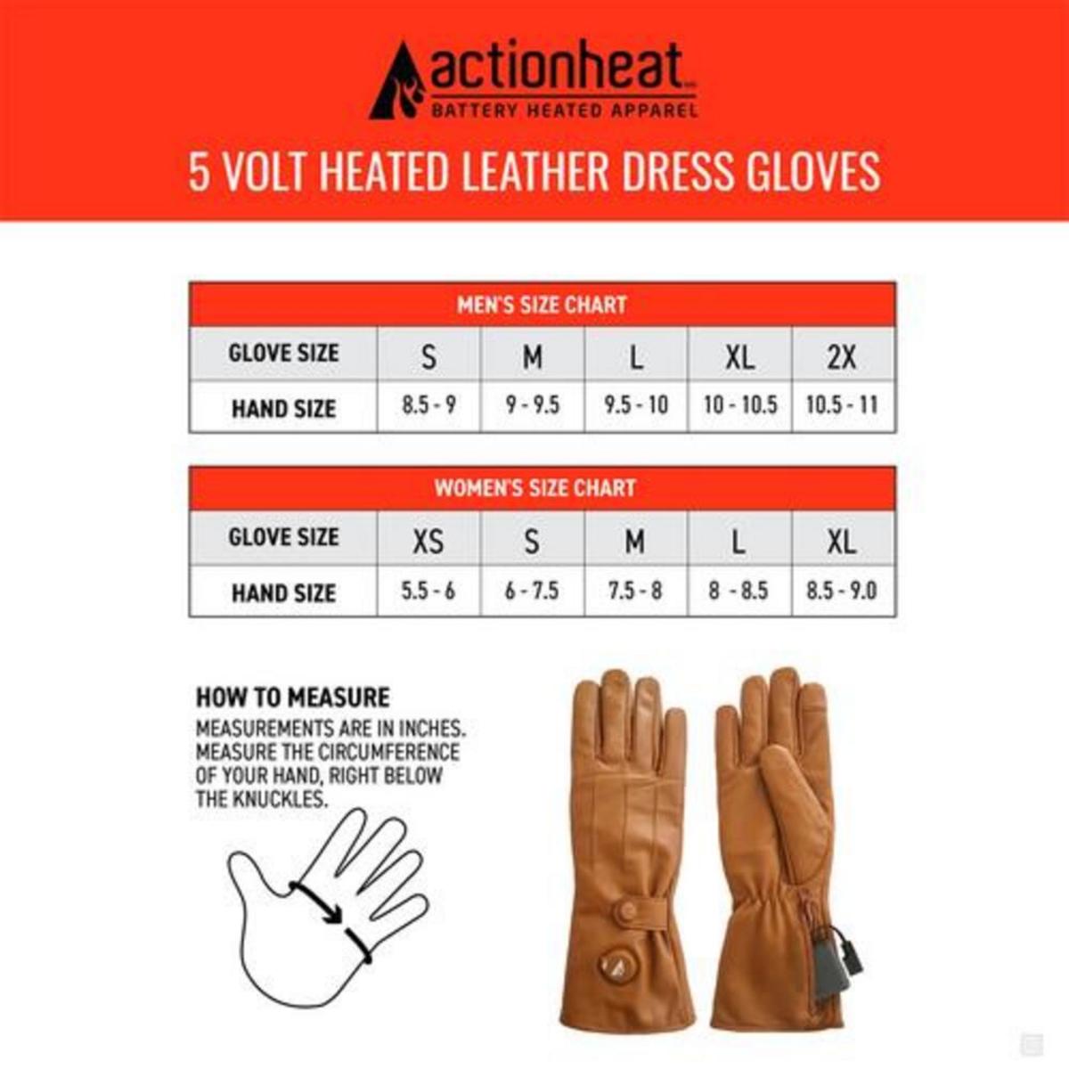 Open Box ActionHeat 5V Women's Battery Heated Leather Dress Glove - Battery