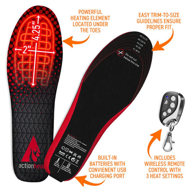 ActionHeat Rechargeable Heated Insoles with Remote - Full Set
