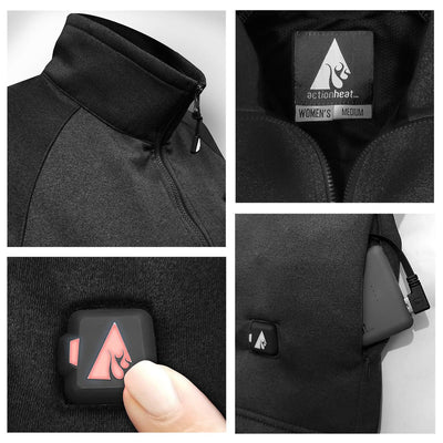 ActionHeat 5V Women's 1/2 Zip Pullover Battery Heated Shirt - Battery