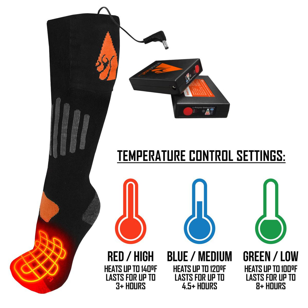 Action Heat: Rechargeable Heated Socks 2.0 - top 3.7V, Wool Blend - Large/XL