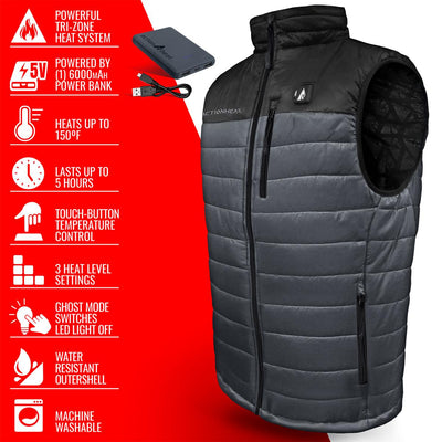 ActionHeat 5V Men's Pocono Insulated Puffer Heated Vest - Info