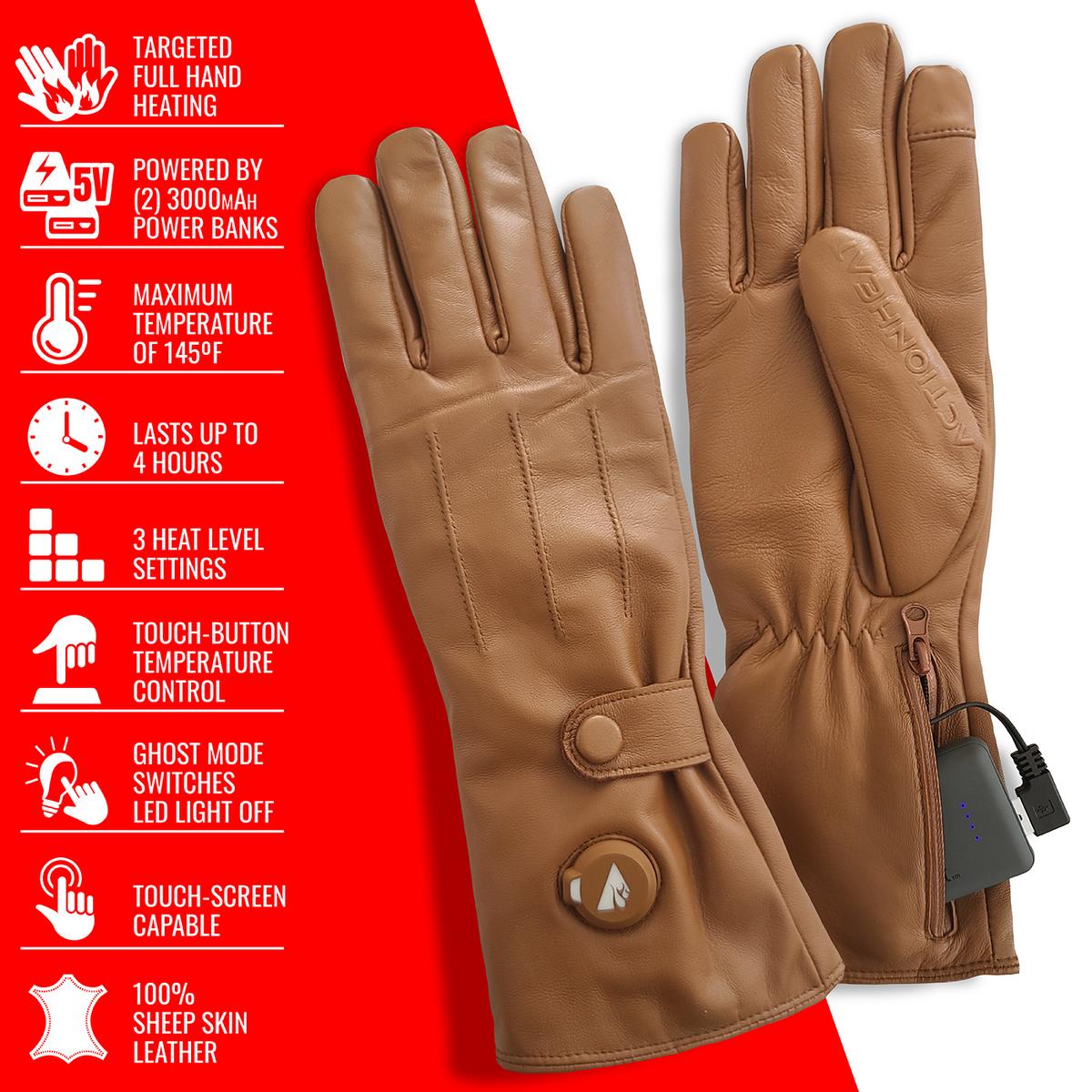ActionHeat 5V Women's Battery Heated Leather Dress Glove - Info