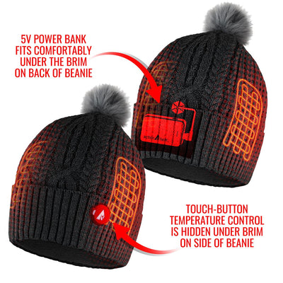 ActionHeat 5V Battery Heated Cable Knit Hat - Info