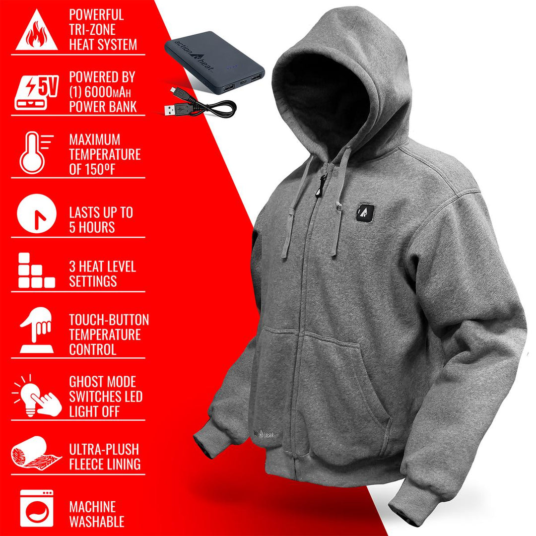 ActionHeat 5V Heavyweight Battery Heated Hoodie ActionHeat Heated Apparel