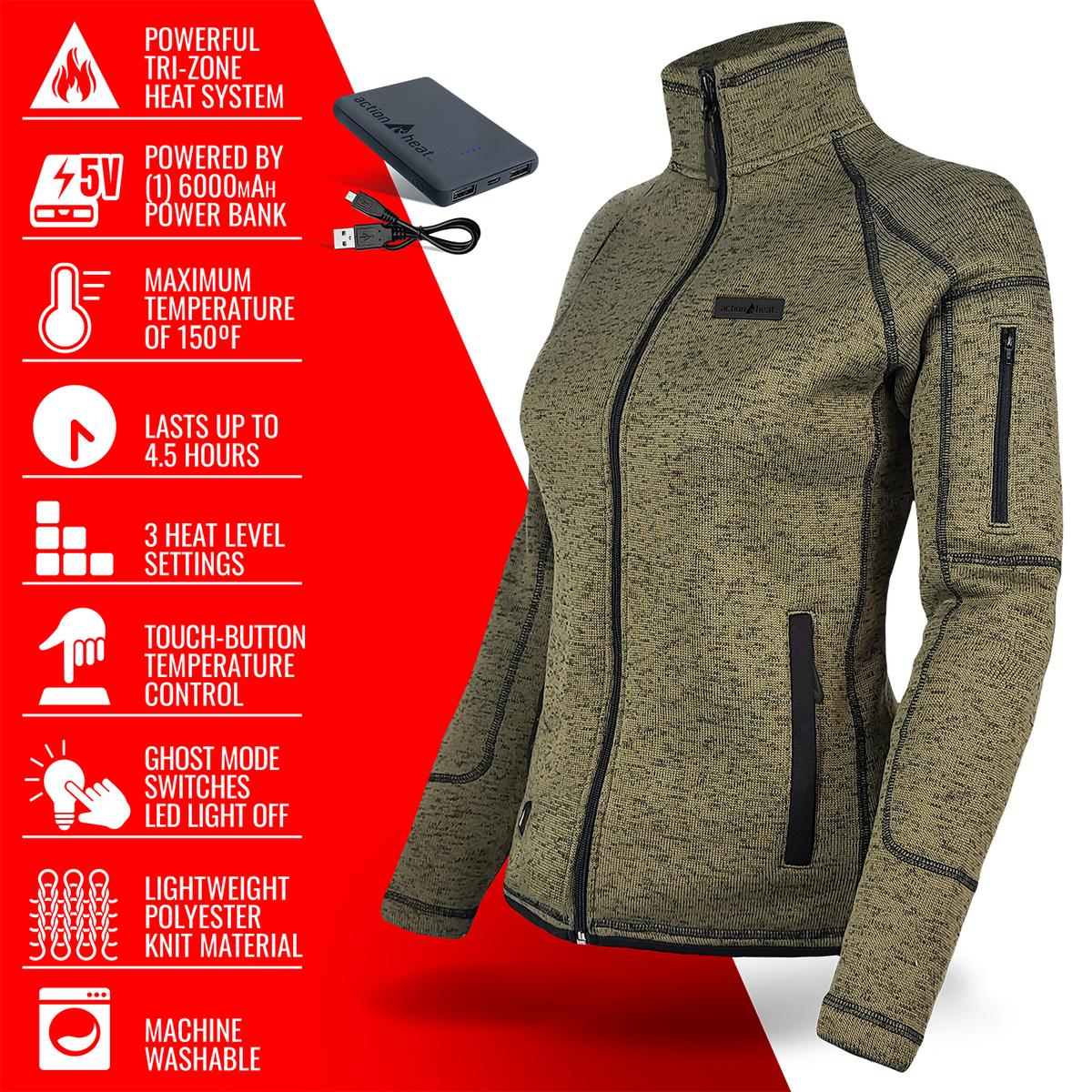 ActionHeat 5V Women's Battery Heated Sweater Jacket - Info