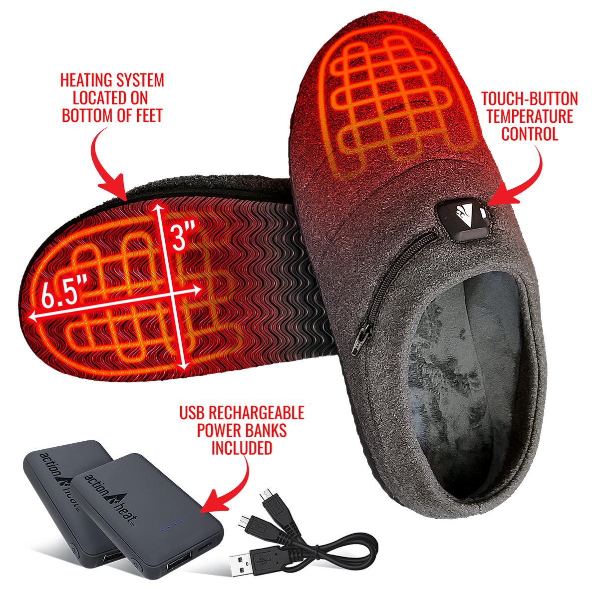 ACTION HEAT AA Battery Heated Slippers (For Men) - Save 42%