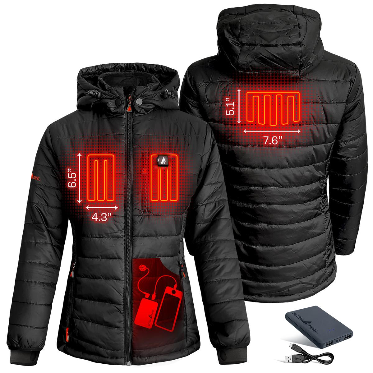 ActionHeat Men's 5V Battery Heated Puffer Jacket W/ Hood 