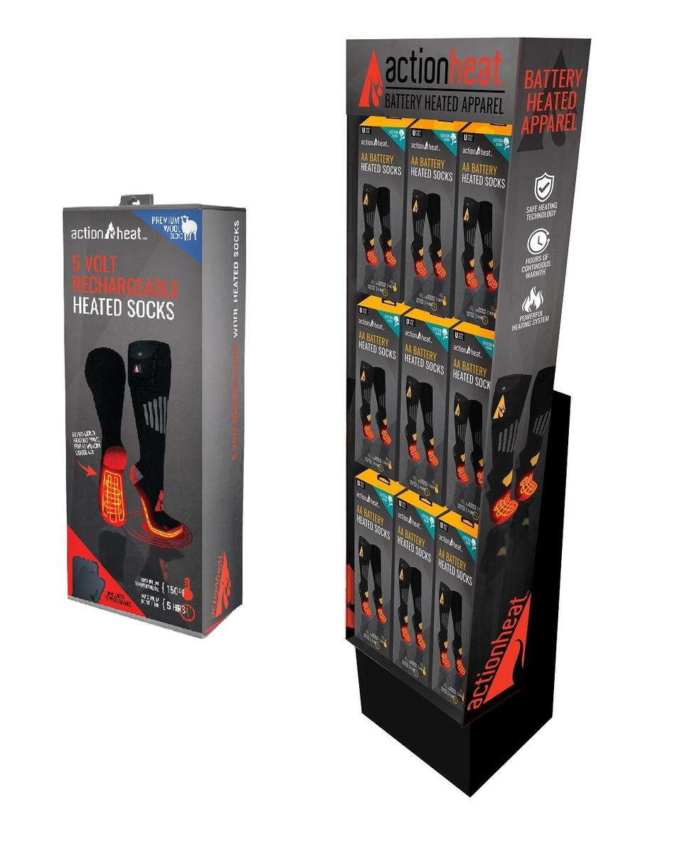 ActionHeat 5V Wool Heated Sock - 9-piece Display - Front