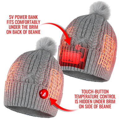 ActionHeat 5V Battery Heated Cable Knit Hat - Info