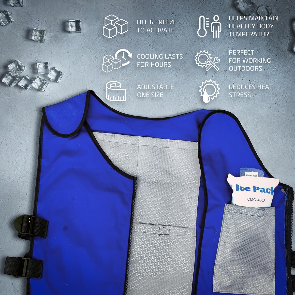 AlphaCool Arctic Cooling Ice Vest with Self-Fill Reusable Ice Packs - Info