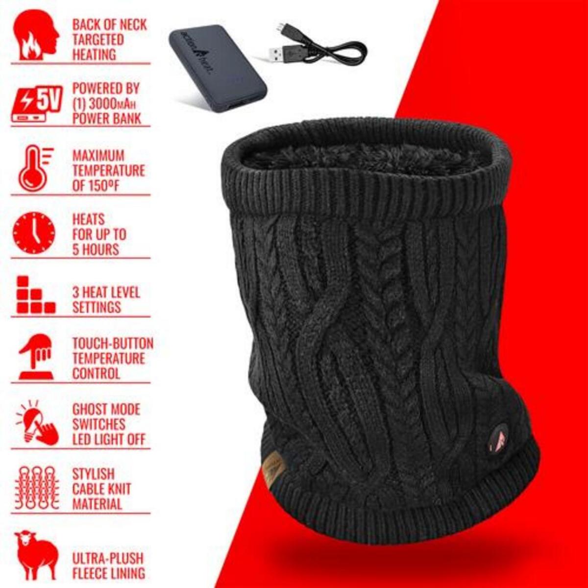 Open Box ActionHeat 5V Battery Heated Cable Knit Neck Gaiter - Full Set