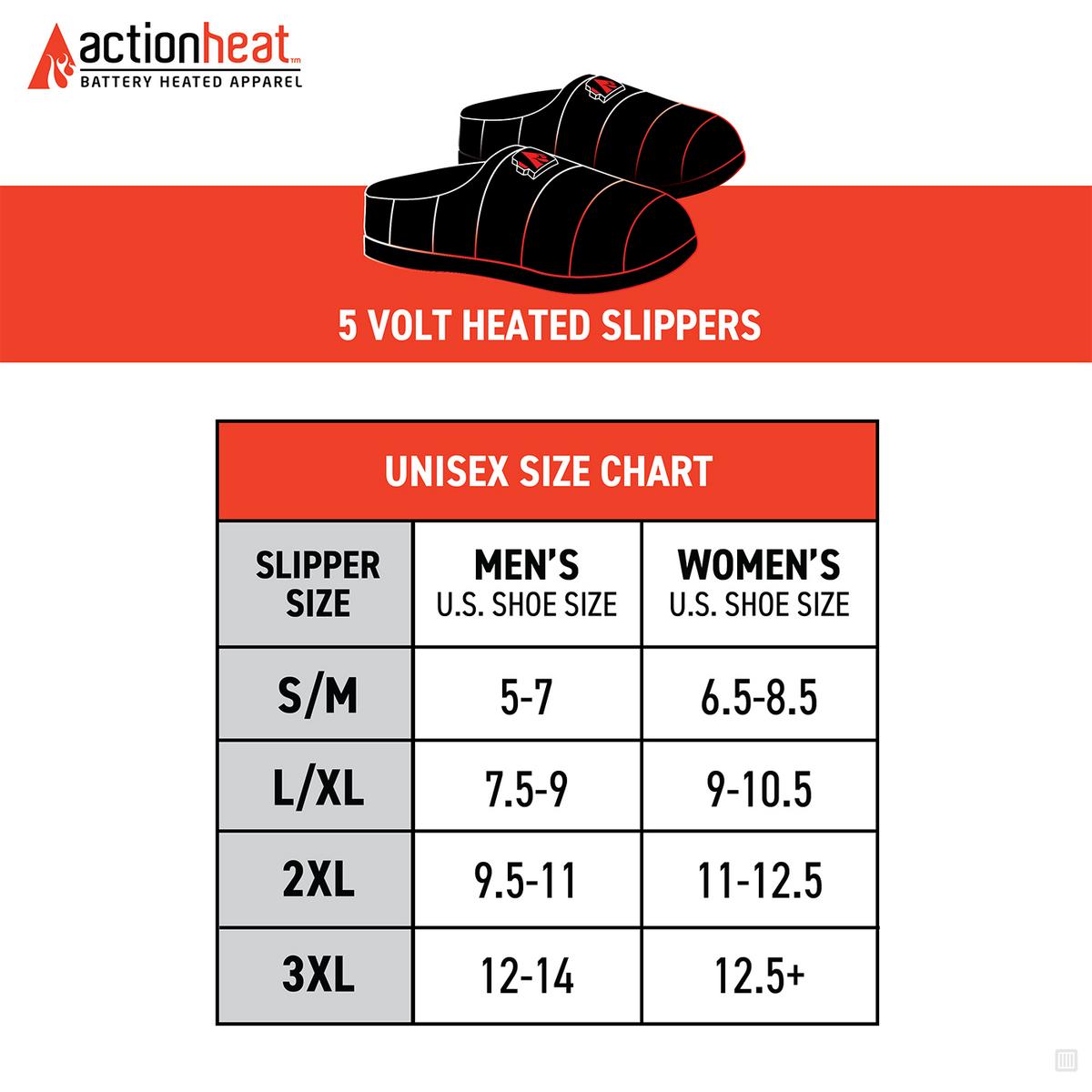 ActionHeat 5V Battery Heated Slippers - Battery